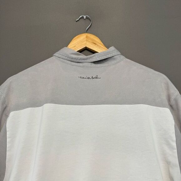 Travis Mathew White Striped Polo Shirt Small Logo Golf Polo Mens Size XLarge - Picture 11 of 16